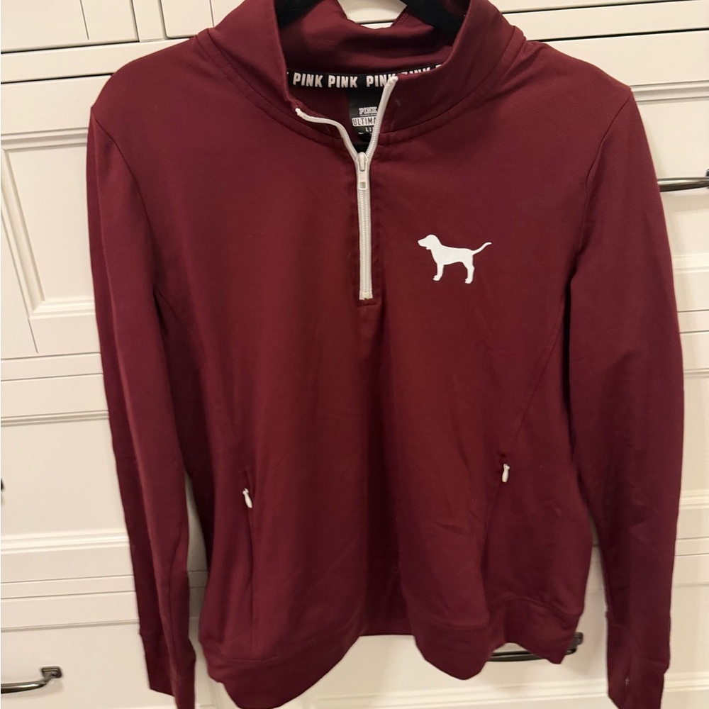 Love Pink Maroon Quarter-Zip Pullover